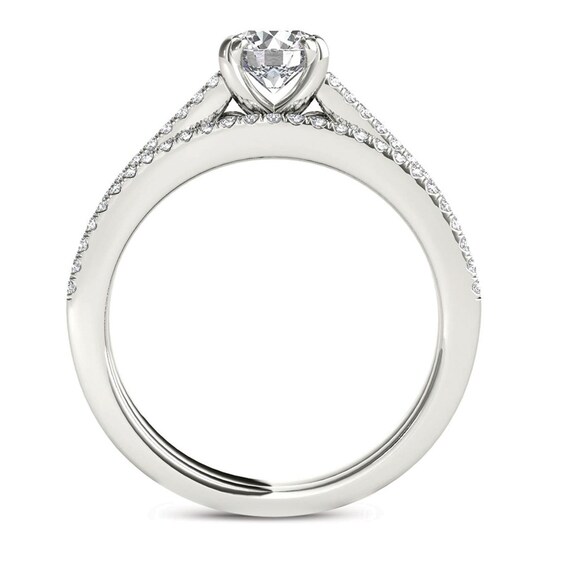 1 CT. T.w. Diamond Split Shank Bridal Set in 14K White Gold