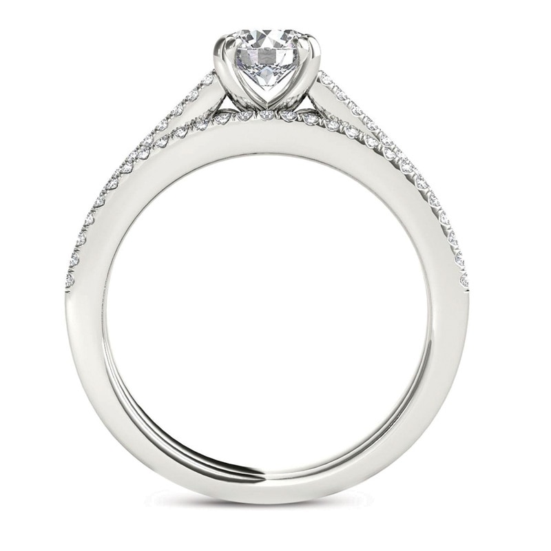 Main Image 3 of 1 CT. T.W. Diamond Split Shank Bridal Set in 14K White Gold