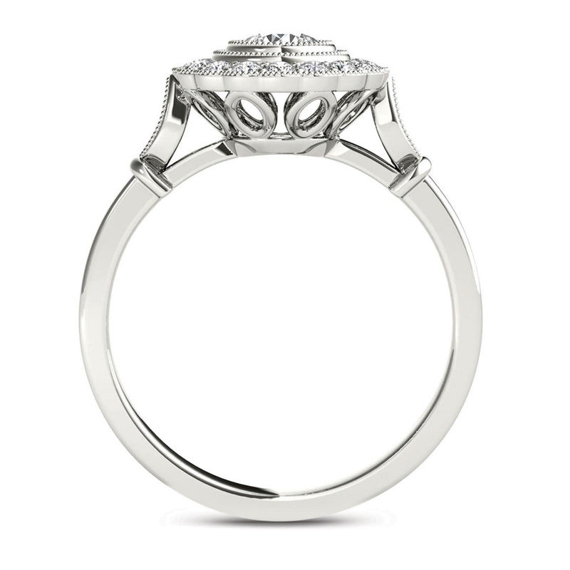 5/8 CT. T.W. Diamond Frame Vintage-Style Engagement Ring in 14K White Gold
