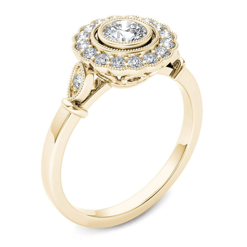 5/8 CT. T.W. Diamond Frame Vintage-Style Engagement Ring in 14K Gold