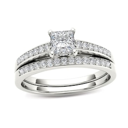 5/8 CT. T.W. Princess-Cut Diamond Bridal Set in 14K White Gold