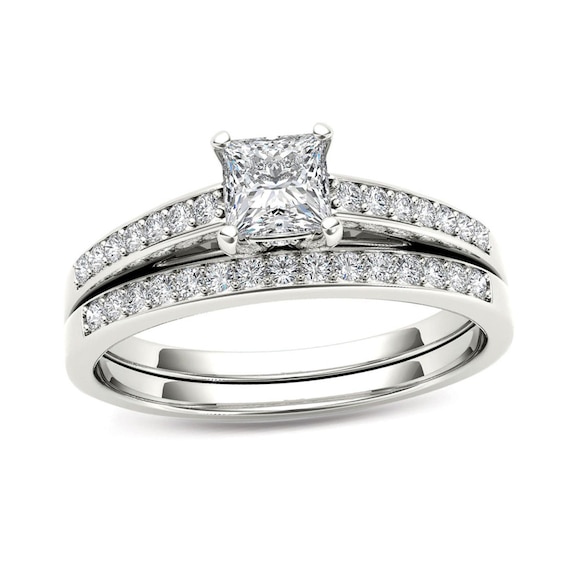 5/8 CT. T.w. Princess-Cut Diamond Bridal Set in 14K White Gold