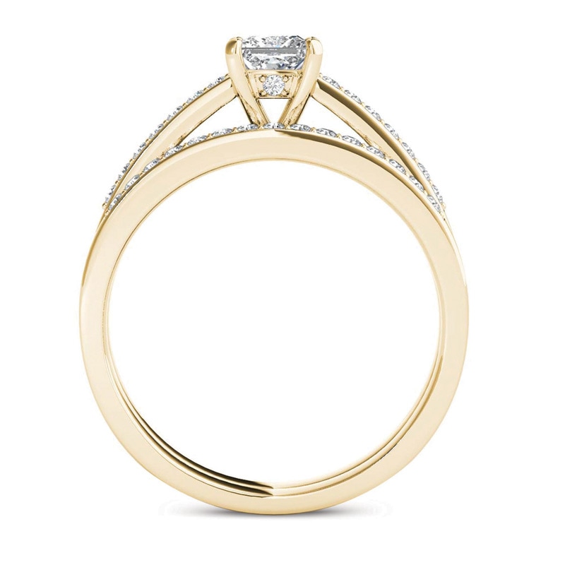 Main Image 3 of 5/8 CT. T.W. Princess-Cut Diamond Bridal Set in 14K Gold