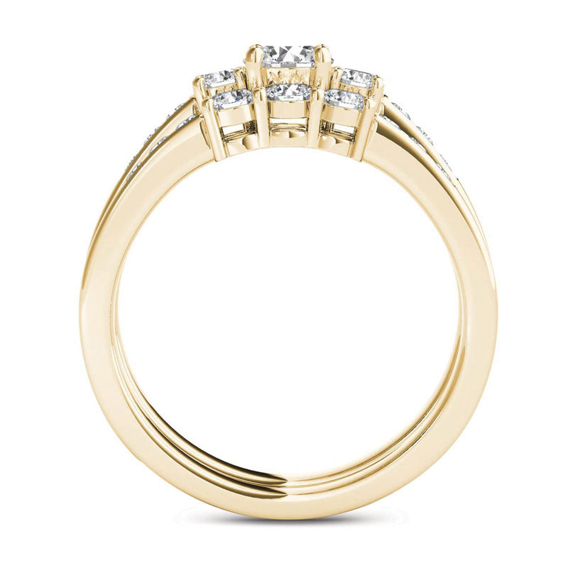 1 CT. T.W. Diamond Three Stone Bridal Set in 14K Gold