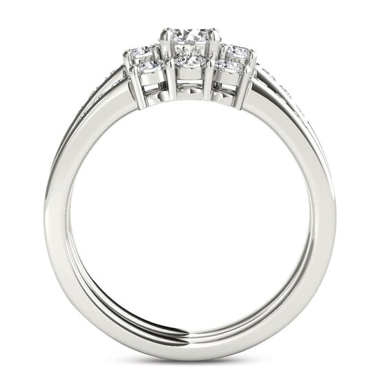 1 CT. T.w. Diamond Three Stone Bridal Set in 14K White Gold