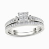 Thumbnail Image 1 of 3/4 CT. T.W. Quad Princess-Cut Diamond Bridal Set in 14K White Gold