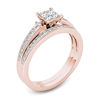 Thumbnail Image 2 of 3/4 CT. T.W. Quad Princess-Cut Diamond Bridal Set in 14K Rose Gold