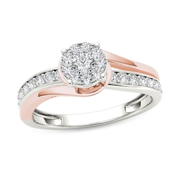 3/8 CT. T.W. Diamond Frame Bypass Engagement Ring in 14K Two-Tone Gold