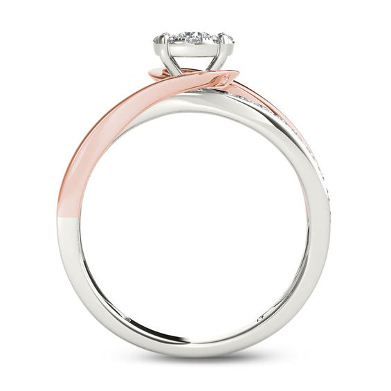 3/8 CT. T.w. Diamond Frame Bypass Engagement Ring in 14K Two-Tone Gold