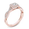 Thumbnail Image 1 of 1/2 CT. T.W. Multi-Diamond Cushion Frame Twist Shank Engagement Ring in 14K Rose Gold