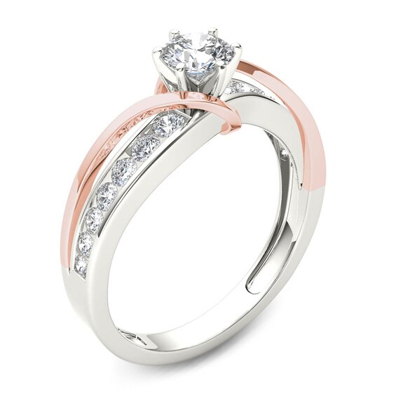 3/4 CT. T.w. Diamond Crossover Engagement Ring in 14K Two-Tone Gold