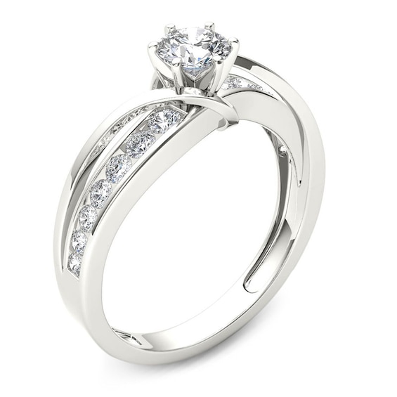 3/4 CT. T.w. Diamond Crossover Engagement Ring in 14K White Gold