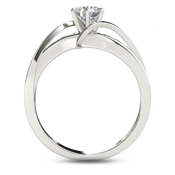 3/4 CT. T.w. Diamond Crossover Engagement Ring in 14K White Gold