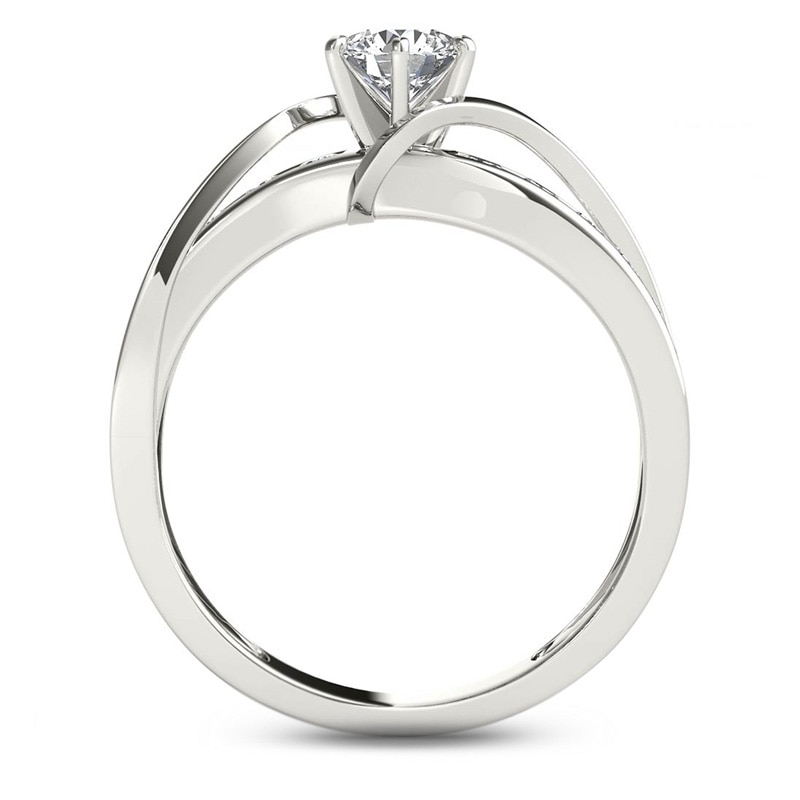 3/4 CT. T.W. Diamond Crossover Engagement Ring in 14K White Gold