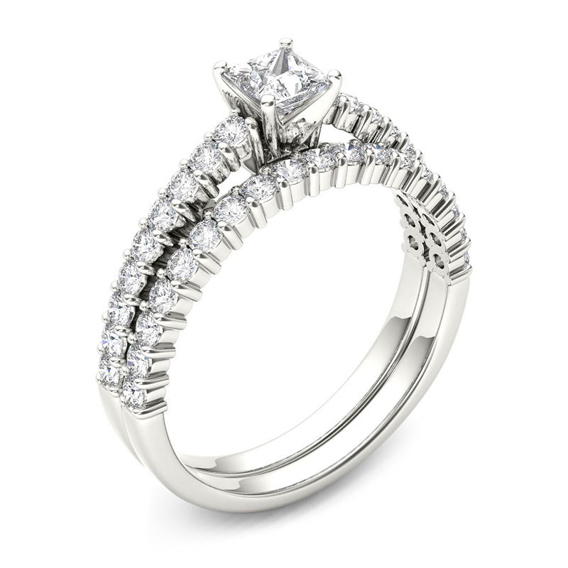 Main Image 2 of 1 CT. T.W. Princess-Cut Diamond Bridal Set in 14K White Gold
