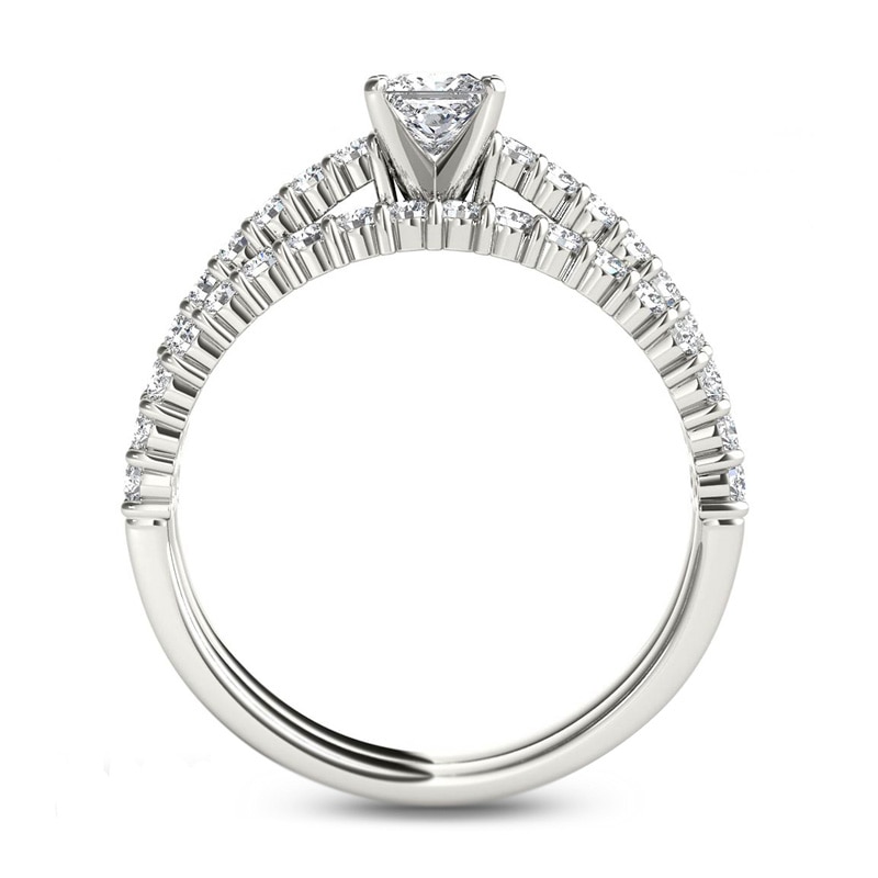 Main Image 3 of 1 CT. T.W. Princess-Cut Diamond Bridal Set in 14K White Gold