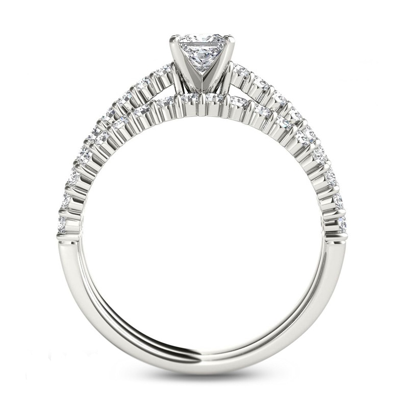 1 CT. T.W. Princess-Cut Diamond Bridal Set in 14K White Gold