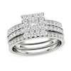 Thumbnail Image 1 of 7/8 CT. T.W. Princess-Cut Diamond Frame Three Piece Bridal Set in 14K White Gold