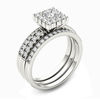 Thumbnail Image 2 of 7/8 CT. T.W. Princess-Cut Diamond Frame Three Piece Bridal Set in 14K White Gold