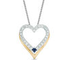 Thumbnail Image 0 of Vera Wang Love Collection Blue Sapphire and 1/20 CT. T.W. Diamond Heart Pendant in 14K Two-Tone Gold - 19"