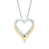 Thumbnail Image 1 of Vera Wang Love Collection Blue Sapphire and 1/20 CT. T.W. Diamond Heart Pendant in 14K Two-Tone Gold - 19"