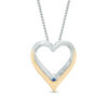 Thumbnail Image 2 of Vera Wang Love Collection Blue Sapphire and 1/20 CT. T.W. Diamond Heart Pendant in 14K Two-Tone Gold - 19"