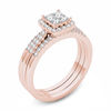 Thumbnail Image 2 of 3/4 CT. T.W. Quad Princess-Cut Diamond Frame Three Piece Bridal Set in 14K Rose Gold