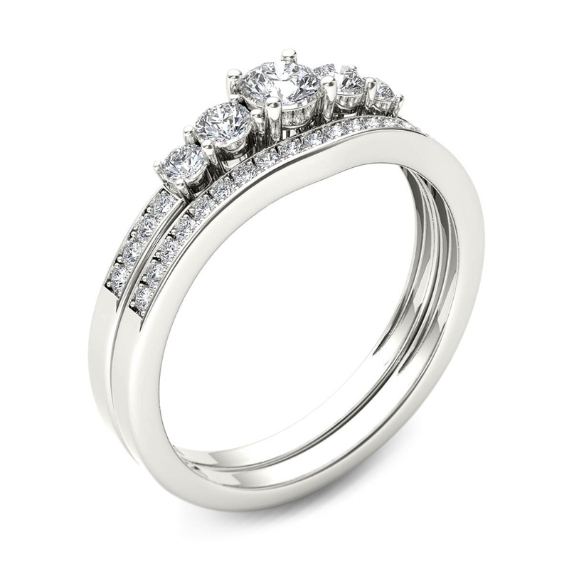 Main Image 2 of 1/2 CT. T.W. Diamond Five Stone Bridal Set in 14K White Gold