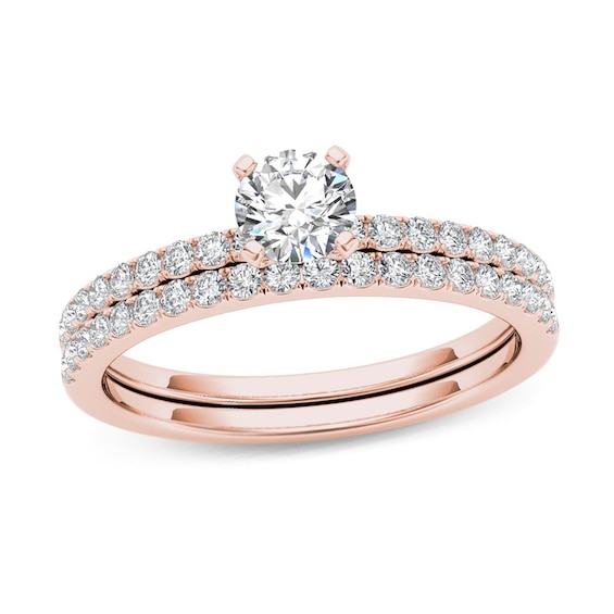 3/4 CT. T.w. Diamond Bridal Set in 14K Rose Gold