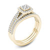 Thumbnail Image 1 of 3/4 CT. T.W. Composite Diamond Cushion Frame Three Piece Bridal Set in 14K Gold