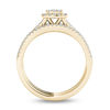 Thumbnail Image 2 of 3/4 CT. T.W. Composite Diamond Cushion Frame Three Piece Bridal Set in 14K Gold