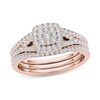 Thumbnail Image 1 of 3/4 CT. T.W. Composite Diamond Cushion Frame Three Piece Bridal Set in 14K Rose Gold