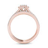 Thumbnail Image 3 of 3/4 CT. T.W. Composite Diamond Cushion Frame Three Piece Bridal Set in 14K Rose Gold