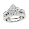 Thumbnail Image 1 of 1/2 CT. T.W. Composite Marquise Diamond with Tri-Sides Bridal Set in 14K White Gold