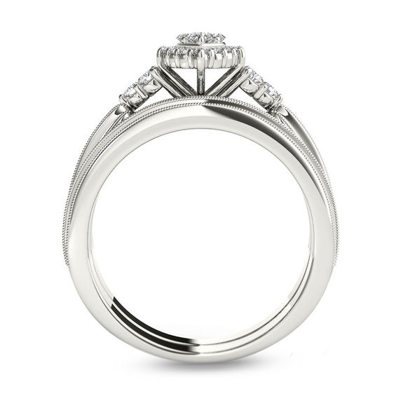 1/2 CT. T.W. Composite Marquise Diamond with Tri-Sides Bridal Set in 14K White Gold 1/2 CT. T.W. Composite Marquise Diamond with Tri-Sides Bridal Set in 14K White Gold