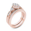 Thumbnail Image 1 of 1/2 CT. T.W. Composite Marquise Diamond with Tri-Sides Bridal Set in 14K Rose Gold