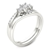 Thumbnail Image 2 of 1/2 CT. T.W. Princess-Cut Diamond Three Stone Bypass Bridal Set in 14K White Gold