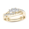 Thumbnail Image 1 of 1/2 CT. T.W. Princess-Cut Diamond Three Stone Bypass Bridal Set in 14K Gold