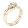 Thumbnail Image 2 of 1/2 CT. T.W. Princess-Cut Diamond Three Stone Bypass Bridal Set in 14K Gold
