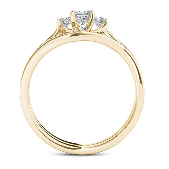 1/2 CT. T.W. Princess-Cut Diamond Three Stone Bypass Bridal Set in 14K Gold 1/2 CT. T.W. Princess-Cut Diamond Three Stone Bypass Bridal Set in 14K Gold