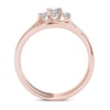 Thumbnail Image 3 of 1/2 CT. T.W. Princess-Cut Diamond Three Stone Bypass Bridal Set in 14K Rose Gold
