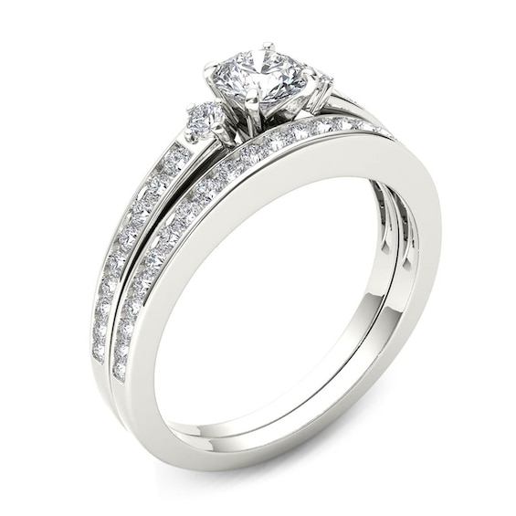 1 CT. T.w. Diamond Bridal Set in 14K White Gold