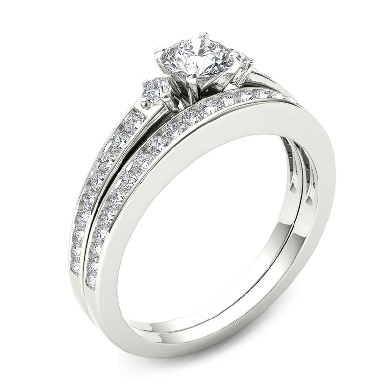 1 CT. T.W. Diamond Bridal Set in 14K White Gold | Zales