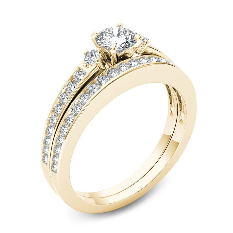 1 CT. T.W. Diamond Tapered Shank Bridal Set in 14K Gold | Zales