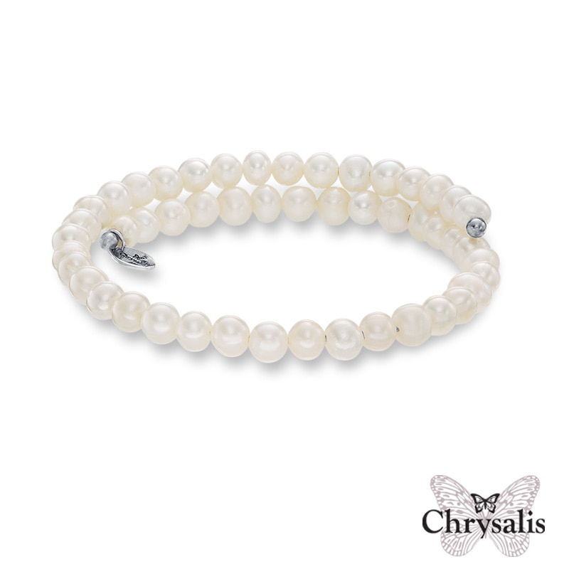 Main Image 1 of Chrysalis 6.0mm Freshwater Cultured Pearl Adjustable Bangle in Stainless Steel