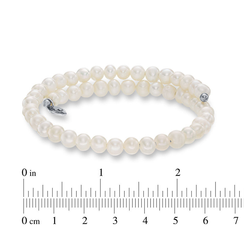 Main Image 2 of Chrysalis 6.0mm Freshwater Cultured Pearl Adjustable Bangle in Stainless Steel