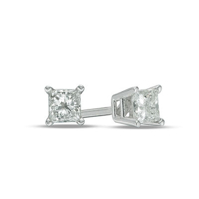 1 5 Ct T W Princess Cut Diamond Solitaire Stud Earrings In 14k