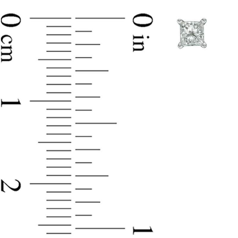 Main Image 2 of 1/4 CT. T.W. Princess-Cut Diamond Solitaire Stud Earrings in 14K White Gold (I/I2)