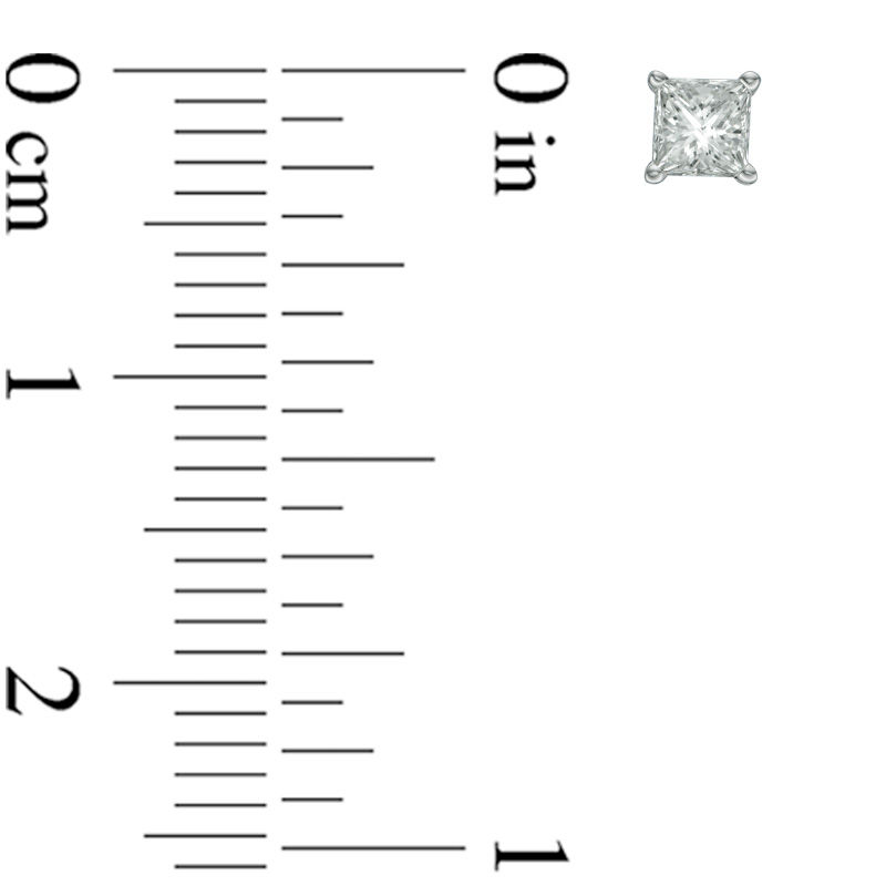 Main Image 2 of 1/3 CT. T.W. Princess-Cut Diamond Solitaire Stud Earrings in 14K White Gold (I/I2)