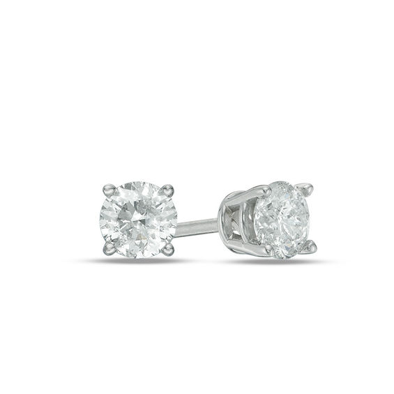 1/2 CT. T.w. Diamond Solitaire Stud Earrings in 14K White Gold (I/I2)